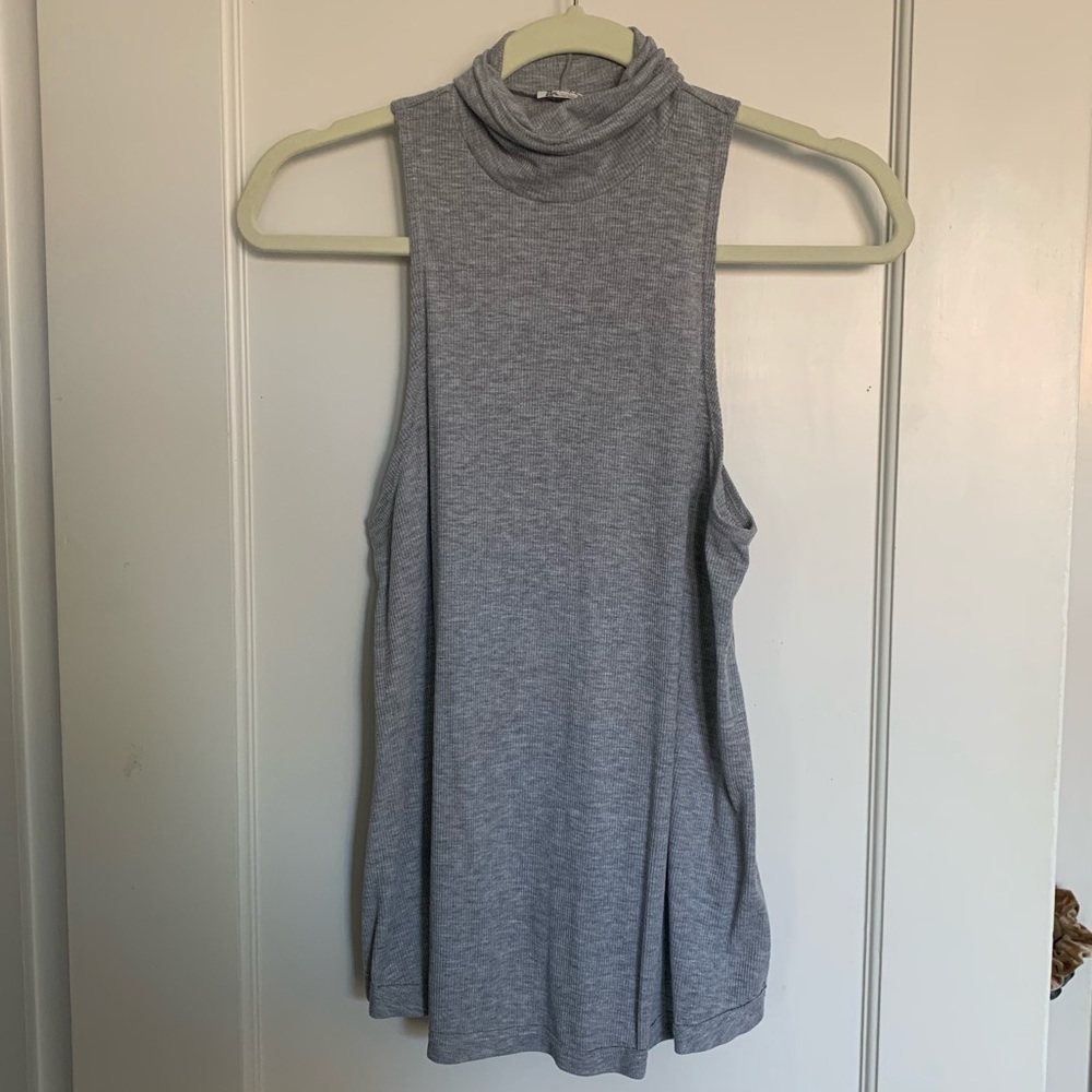 Free People Gray Ribbed Turtleneck Tank Sz SMALL